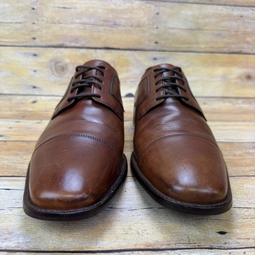 J Murphy Dress Shoes Mens 11 Brown Leather Cap Toe‎ Derby Oxford Office Formal